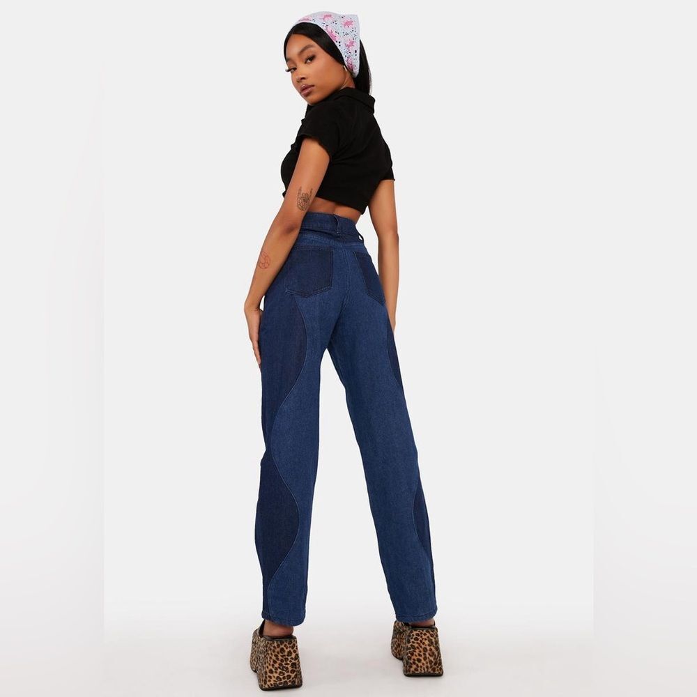 LE LIS LET'S GET WAVY HIGH-WAISTED JEANS‎ | Medium NWT